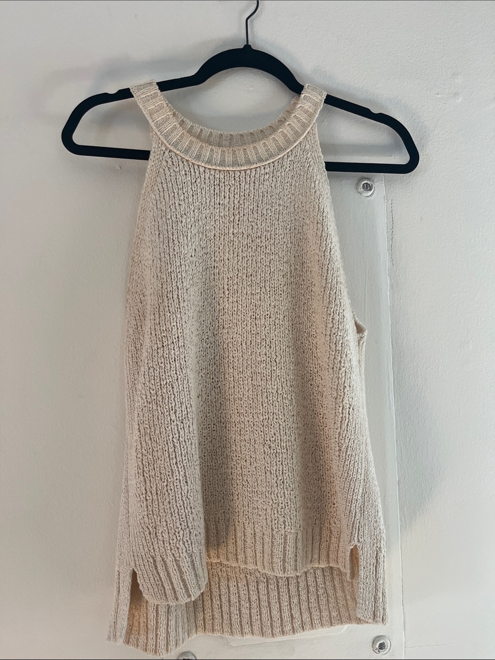 J. Crew Cream Ribbed Knit Halter Tank